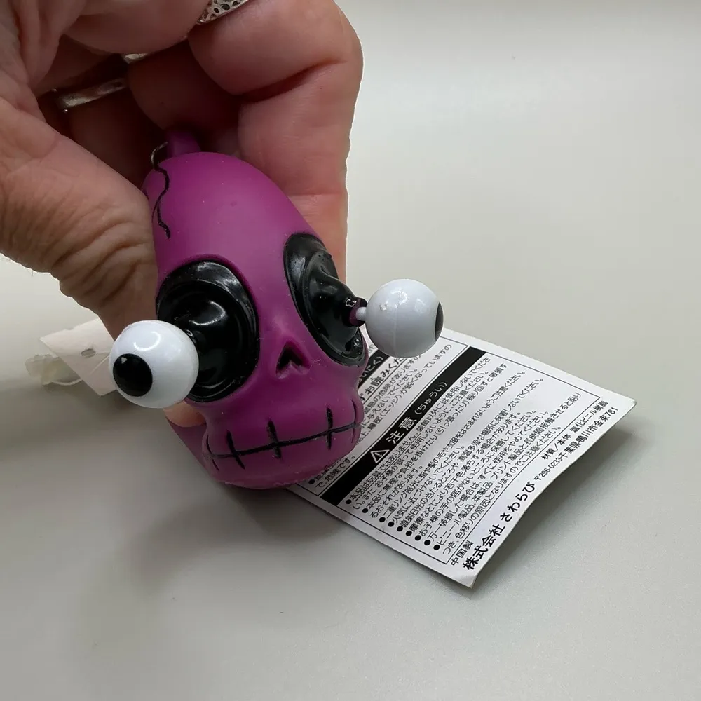 Very Rare HTF Disney Tokyo Store Pop Out Skull Rubber NWT Keychain Key Ring Fob - Image 2