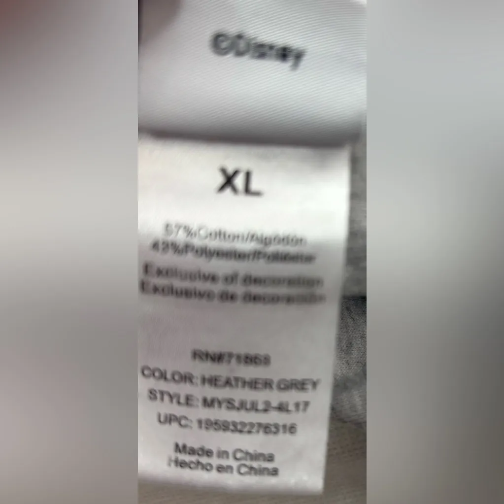 Disney Mickey Mouse XL Embroidered Tee Top in Heather Gray - Image 7