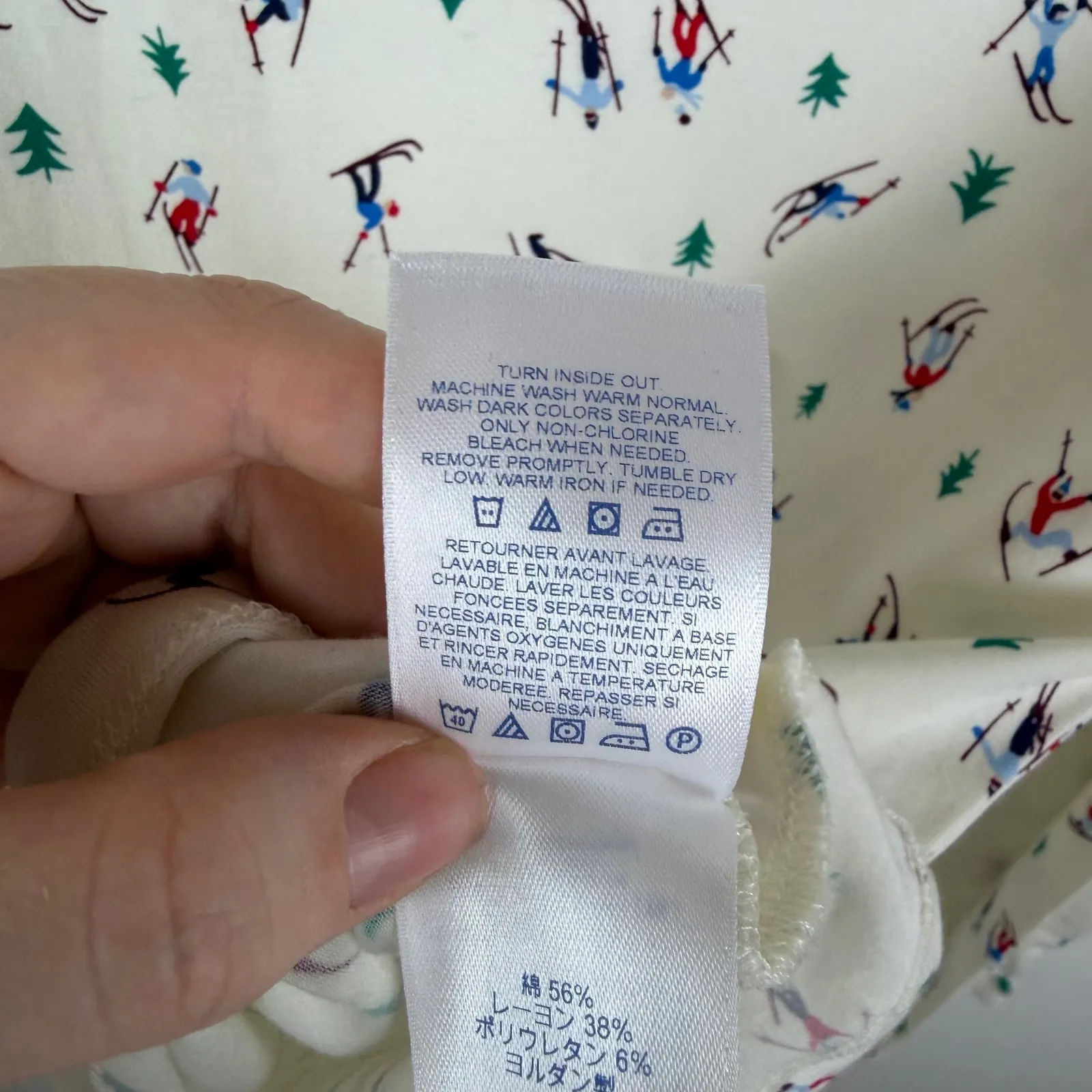 Lands End Ski Print Turtleneck Top XS Winter Cozy Layer Apres Ski Snow Holiday - Image 6