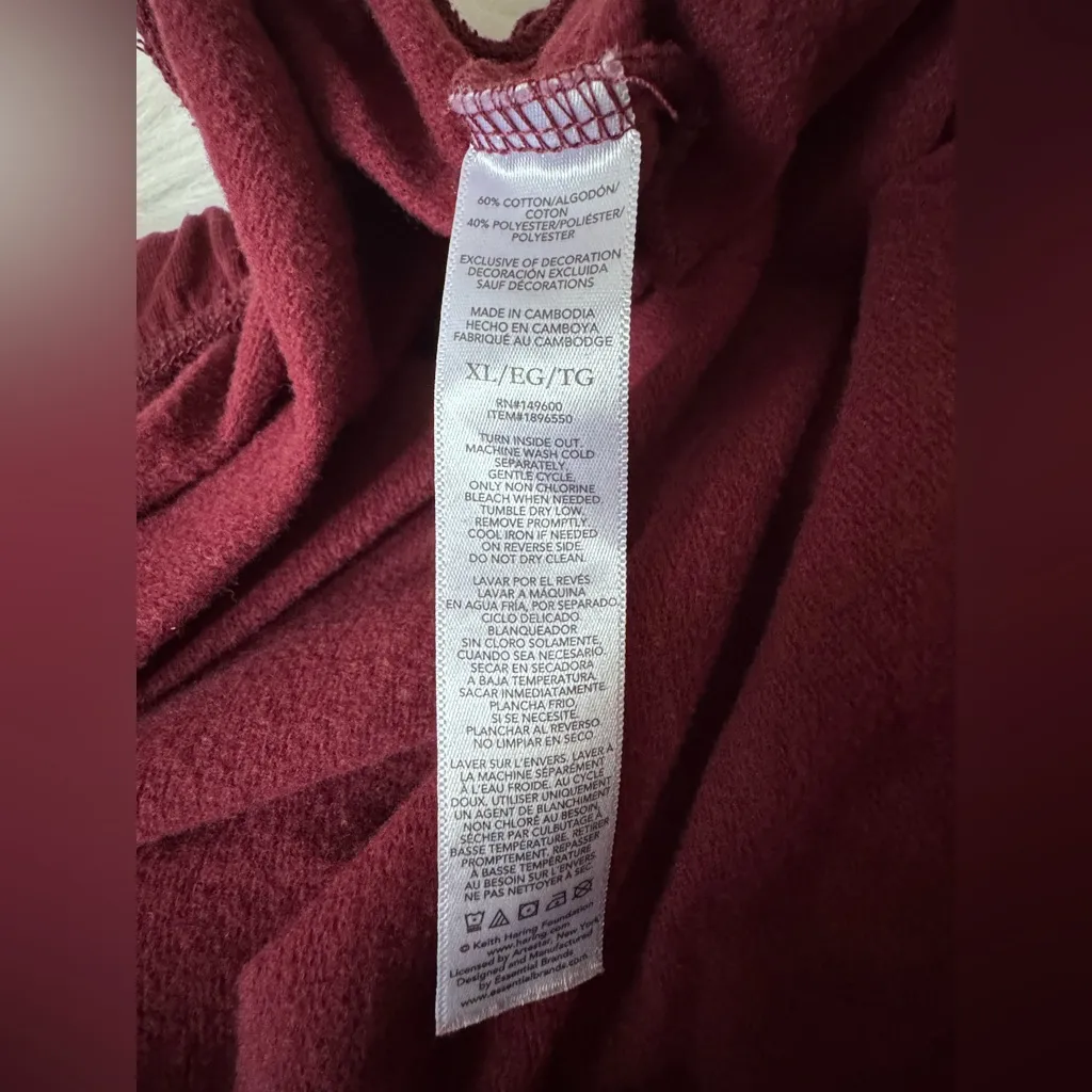 Keith Haring Size XL Burgundy Joggers Red - Image 7