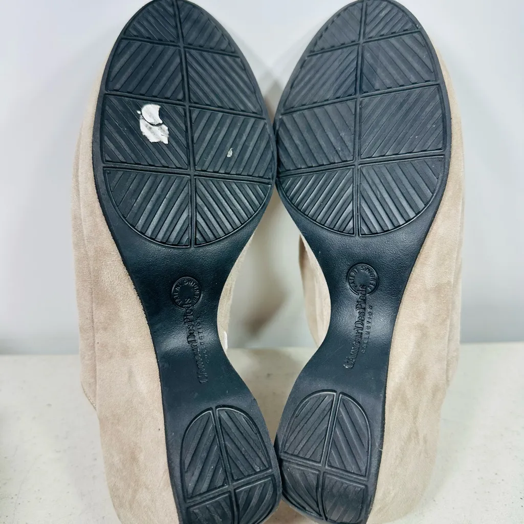 L'Amour Des Pieds Orman suede heeled mules in taupe. Size 10 Tan - Image 6