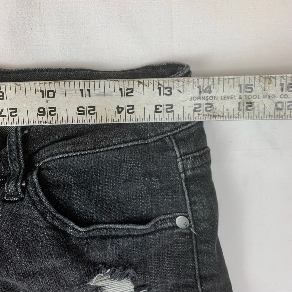 Judy Blue womens medium Black High-Waisted Jean Shorts distressed cut off raw - Image 7