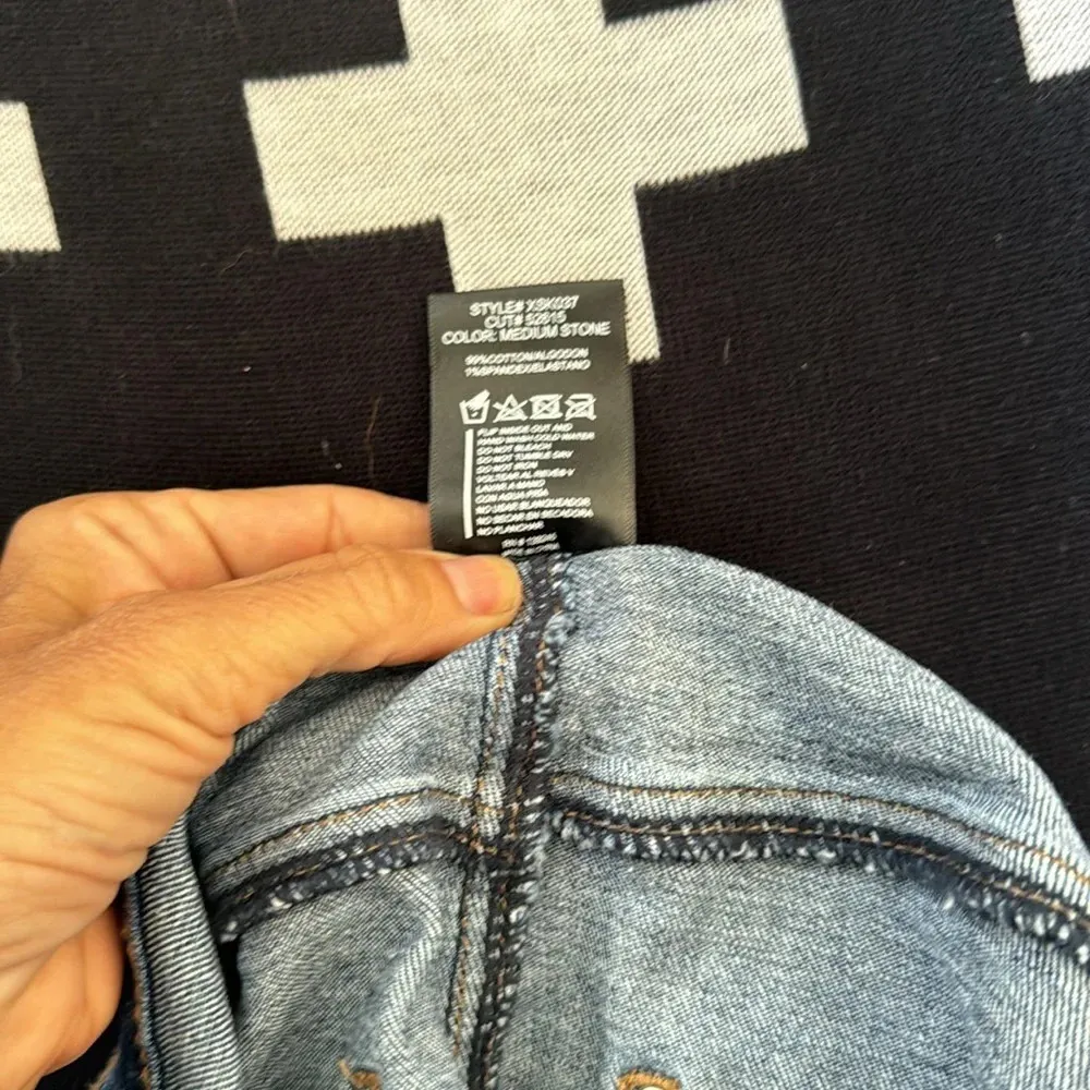 denim maxi skirt size large distressed with stretch by VBRT Blue - Image 8