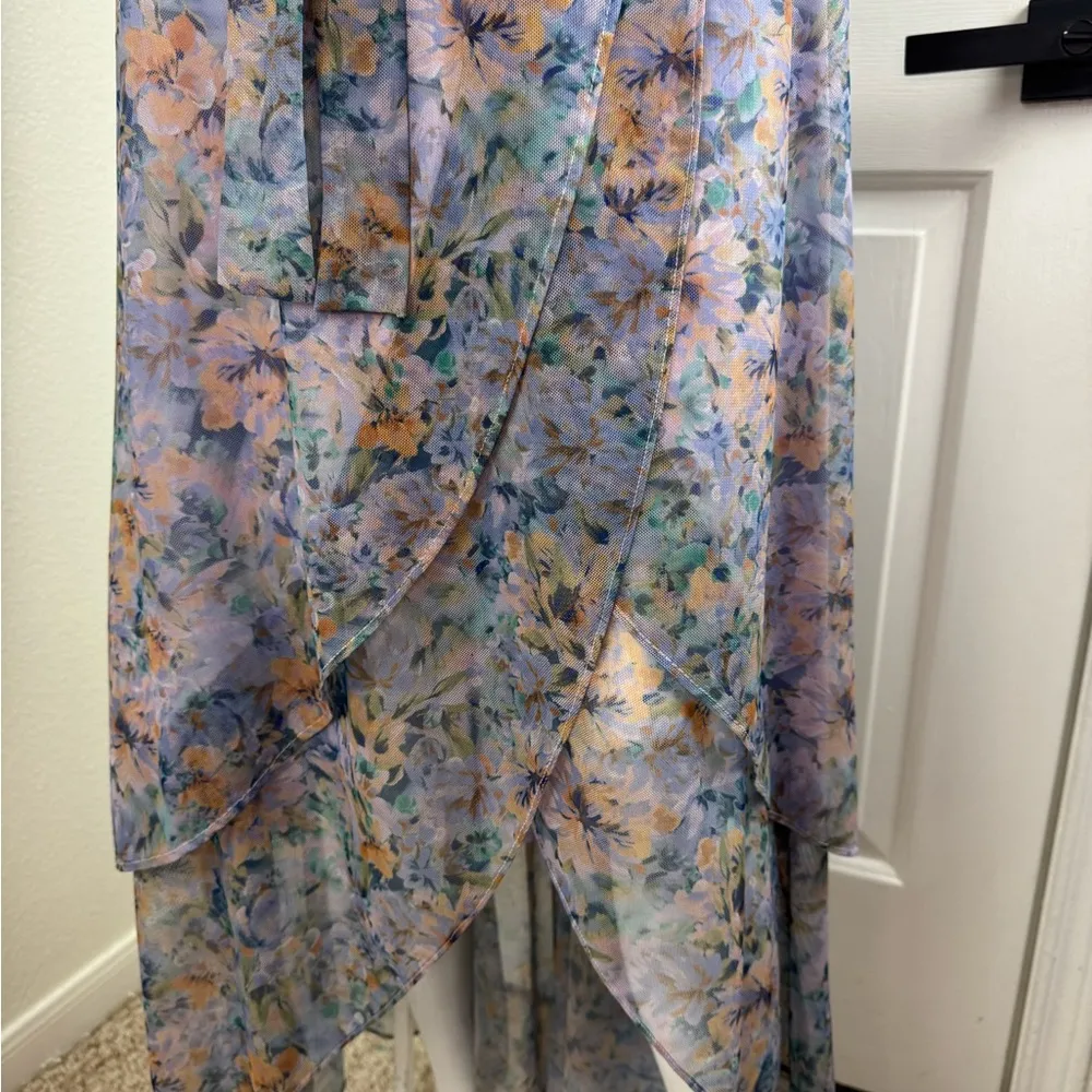 Laundry by Shelli Segal Long Sleeve Floral Mesh Wrap Dress Size 4. D20 - Image 7