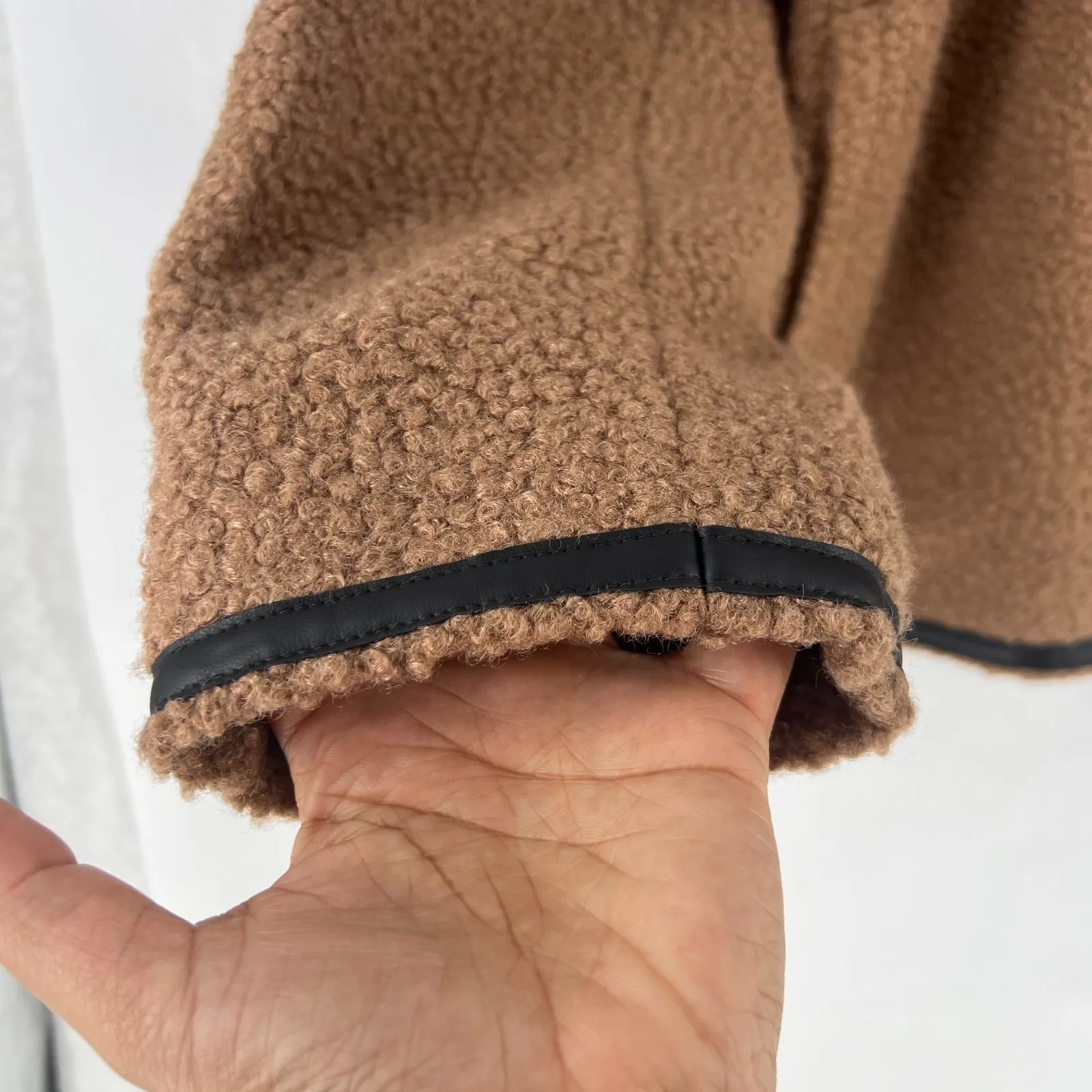 J.Crew Sherpa Jacket Womens 22 Toasted Brown Faux Fur Round Neck Long Sleeve Size undefined - Image 5