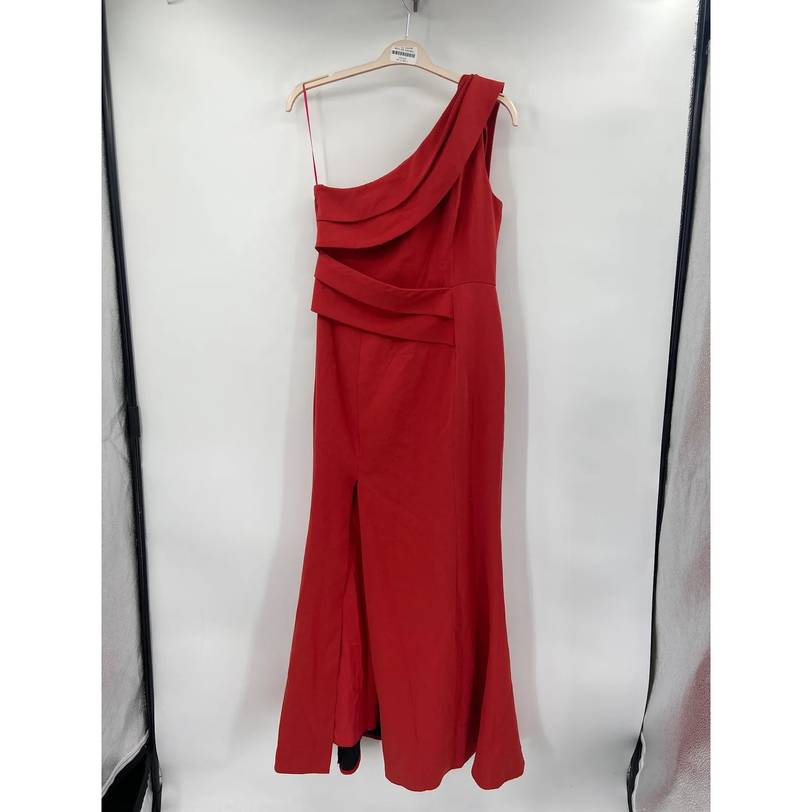 C/MEO Collective Fragment Solid Red One Shoulder Slit Cocktail Gown Size 8 - Image 3