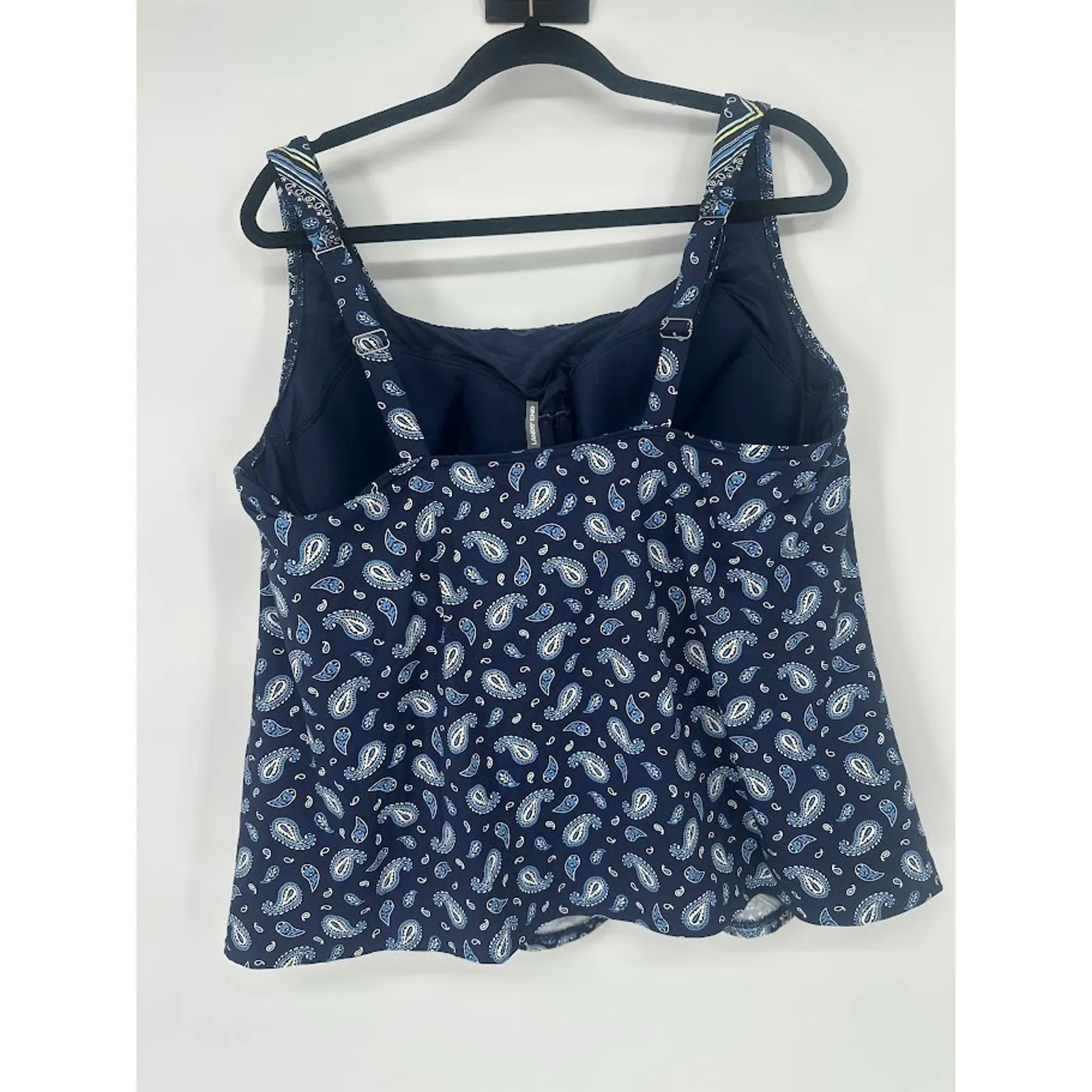 Lands' End Size 22W Paisley Floral Blue Underwire Padded Tankini Swim Top Modest - Image 5