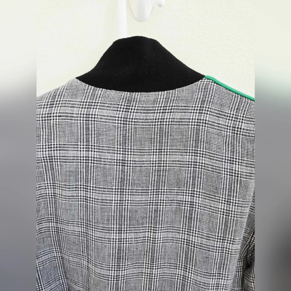 Current/Elliott Dassen Plaid Side-Stripe Linen Bomber Jacket Size 10 - Image 7