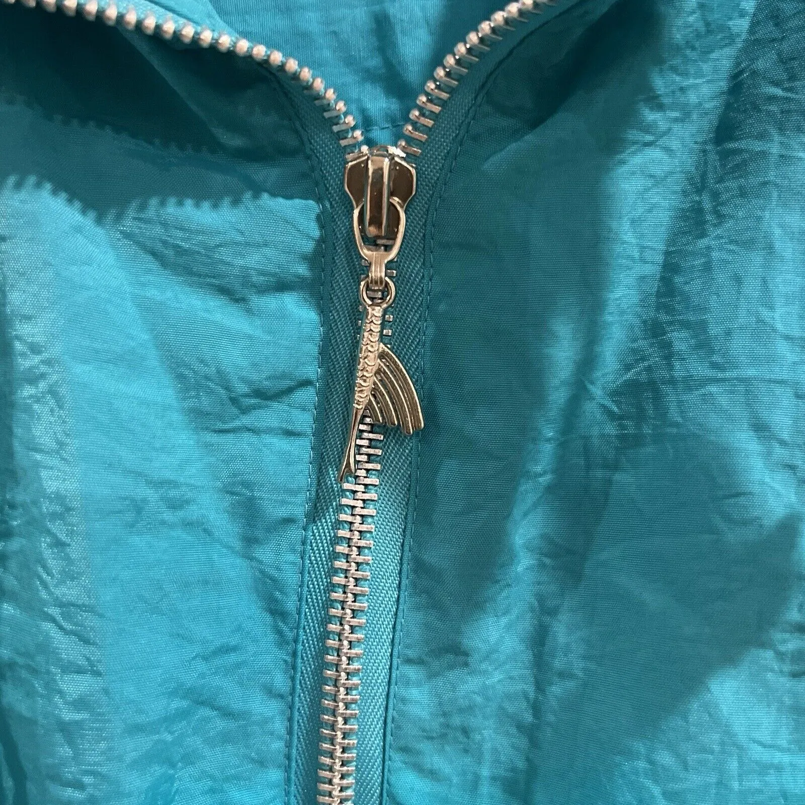 Catalina Nylon Ladies Size XL Windbreaker Vintage Jacket Full Zip Teal Green‎ - Image 4