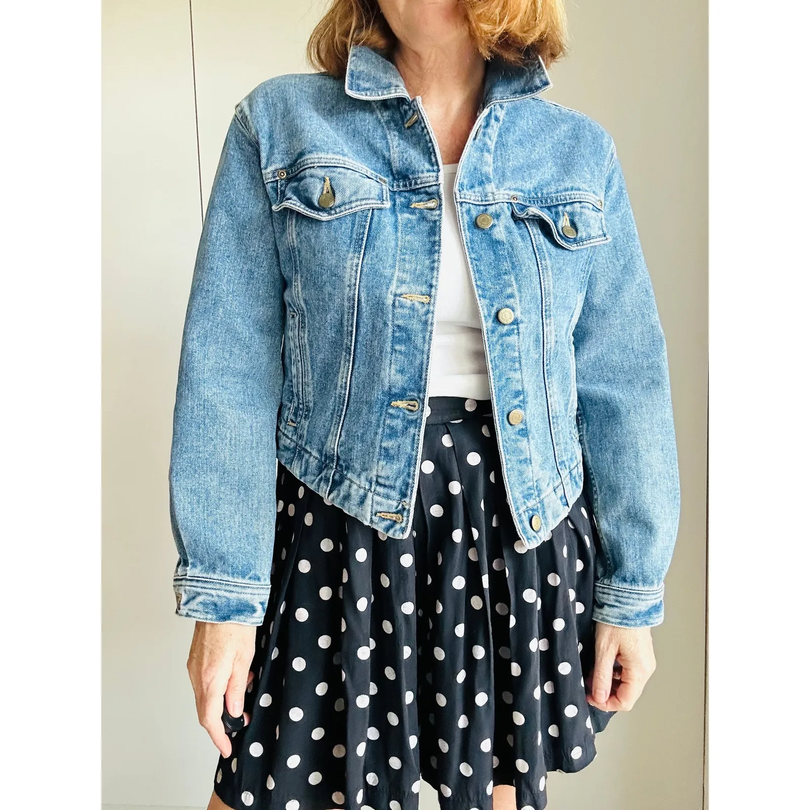 Women's Denim jacket Size Modern Medium Nautral Fiber cotton Timeless USA - Image 3