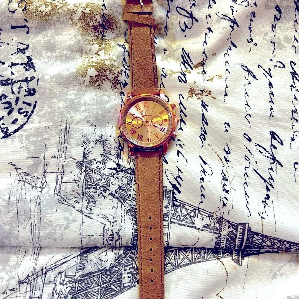 Taupe Strap Alloy Fashion Watch White - Image 2