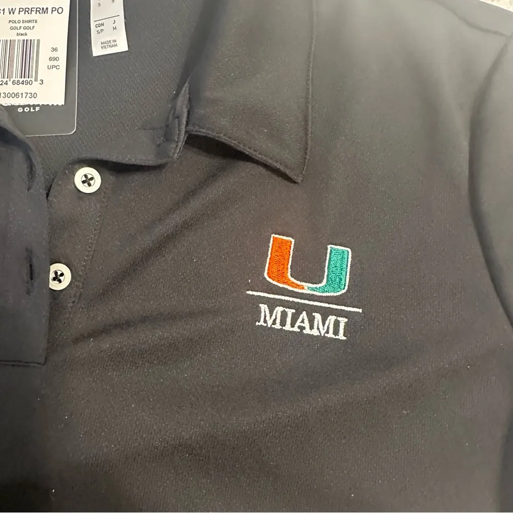 University of Miami Logo Black Adidas Polo Golf Women’s Shirt Small - Image 3