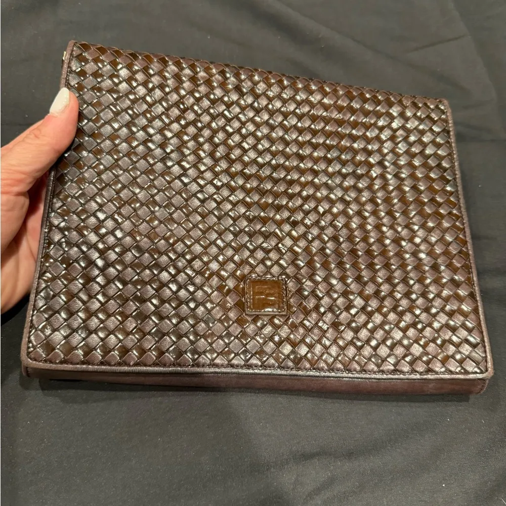 FENDI Brown Woven Leather Clutch/Shoulder Bag - Image 2