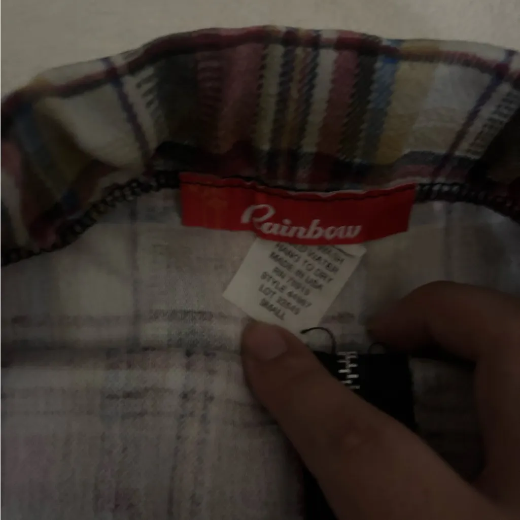 Rainbow Plaid Mini Skirt with Front Zipper - Image 2