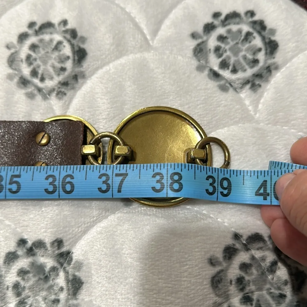 Coldwater Creek Brown Leather Distressed Medallion Sling Belt - Image 6