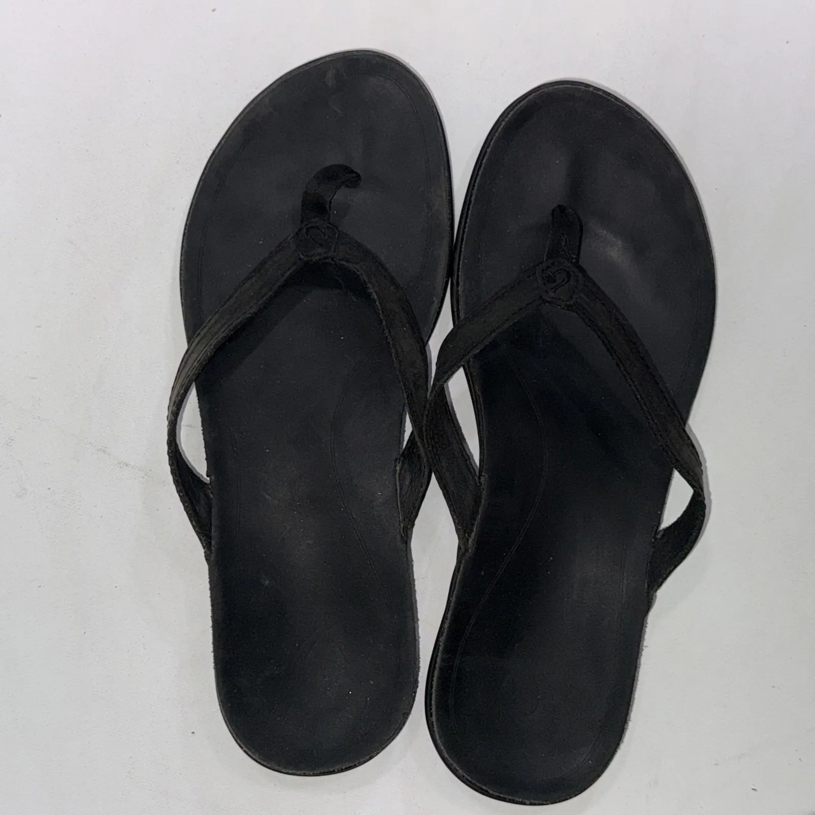 Olukai Aukai Leather Outdoor Nature Minimalist Gorpcore Sandals Flip Flops 9 Black - Image 5