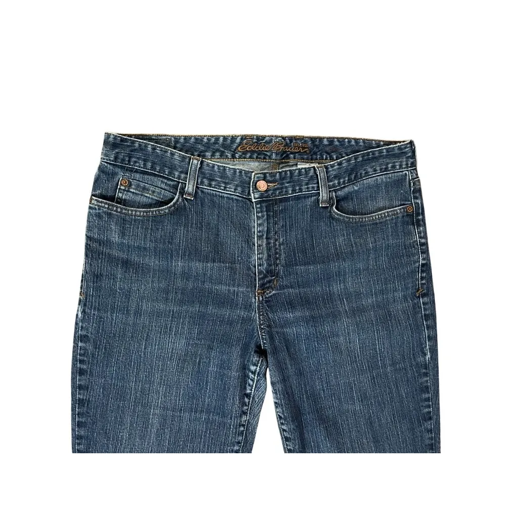 Eddie Bauer Jeans Womens 14R Blue Straight Fit Stretch Cotton Denim Used - Image 5