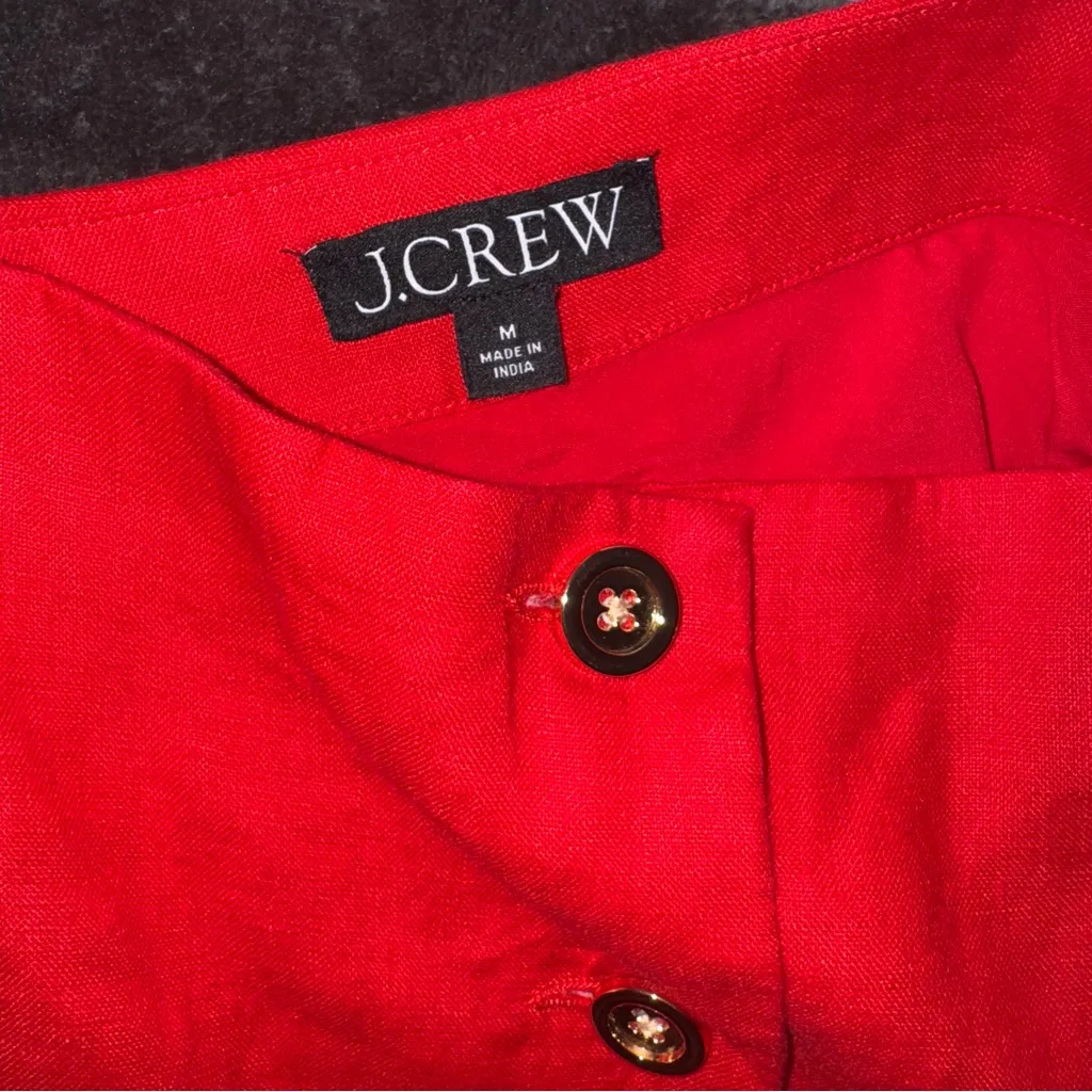 J. Crew Red Button Down Holiday Christmas Mini Dress Womens Medium - Image 7