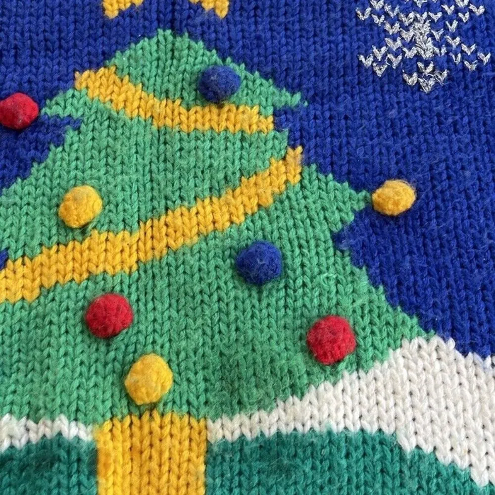 Vintage Adell Barre 80s Ugly Christmas Celebrate Sweater Acrylic Womens S RARE Green - Image 6