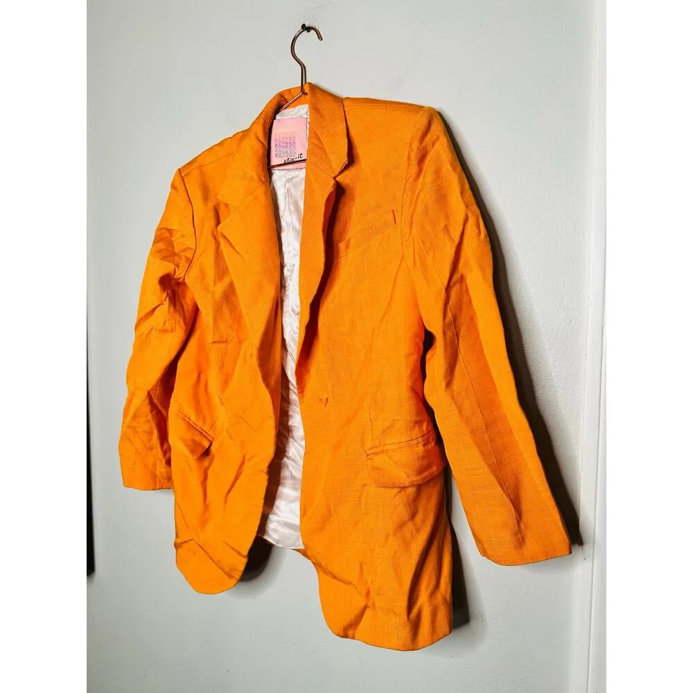SANDRO Orange Crepe Collar Front Button Long Sleeves Harper Blazer Size 36 - Image 5