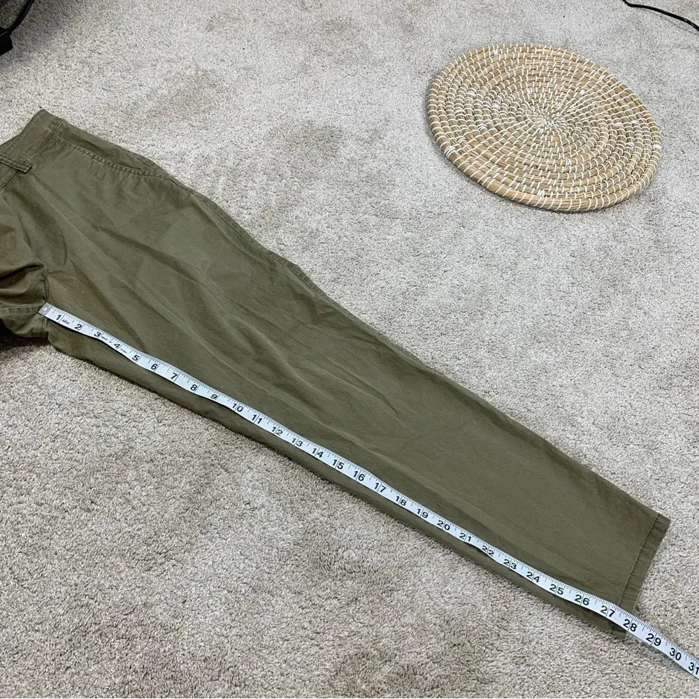 Eileen Fisher Tapered Ankle Pants Mid Rise Organic Cotton Blend in Olive Size SP - Image 16