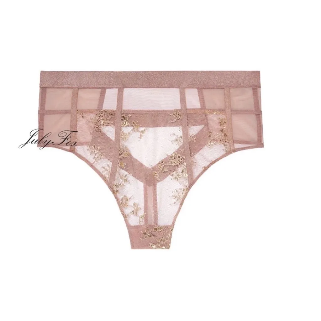 NWT Victoria's Secret 32DD  BRA SET S high-waist thong  BROWN gold foil - Image 9