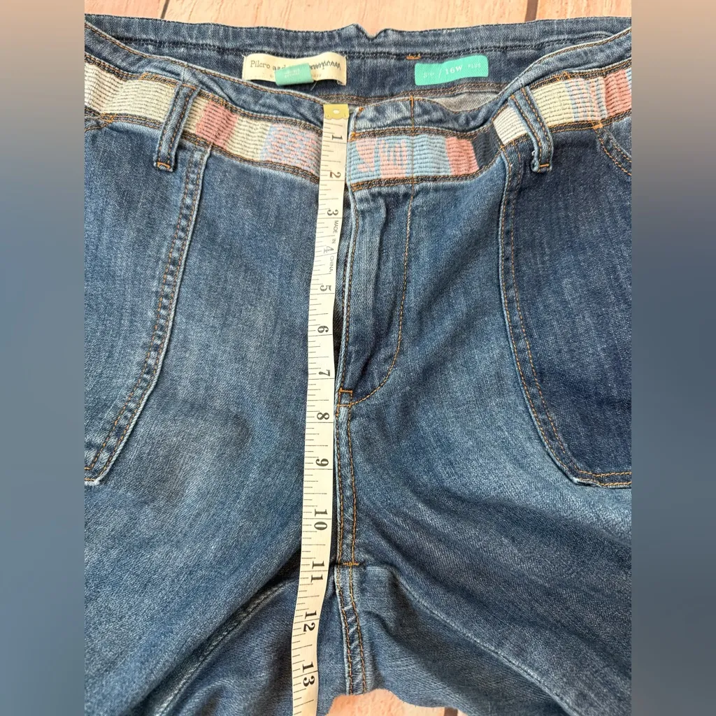 Pilcro & the Letterpress Patchwork Carpenter Jeans Straight Size 31 Hi Rise Boho - Image 10
