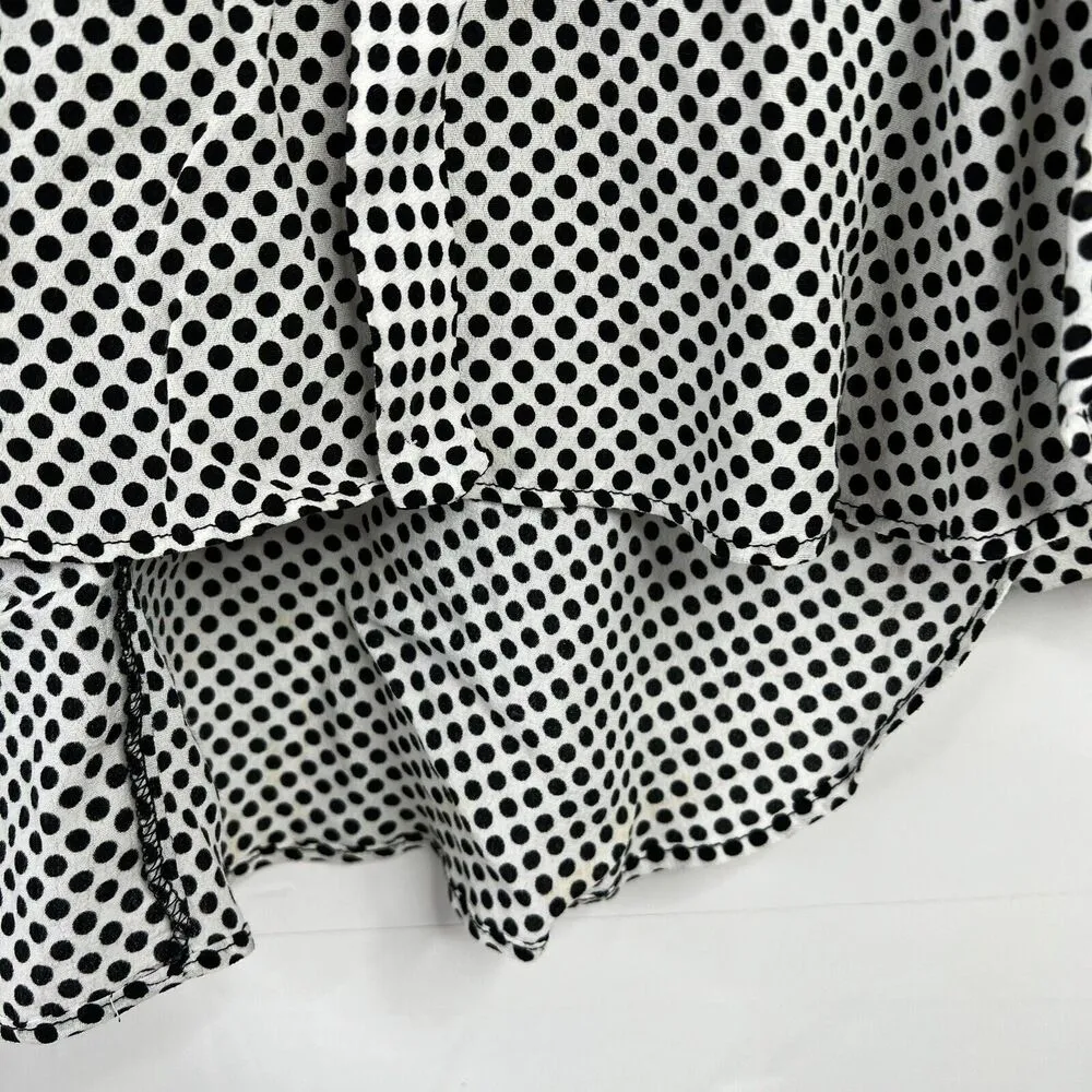 Zara Woman Size L Blouse Black Polka Dot Tie Neck Long Sleeve Flowy Long Sleeve - Image 8