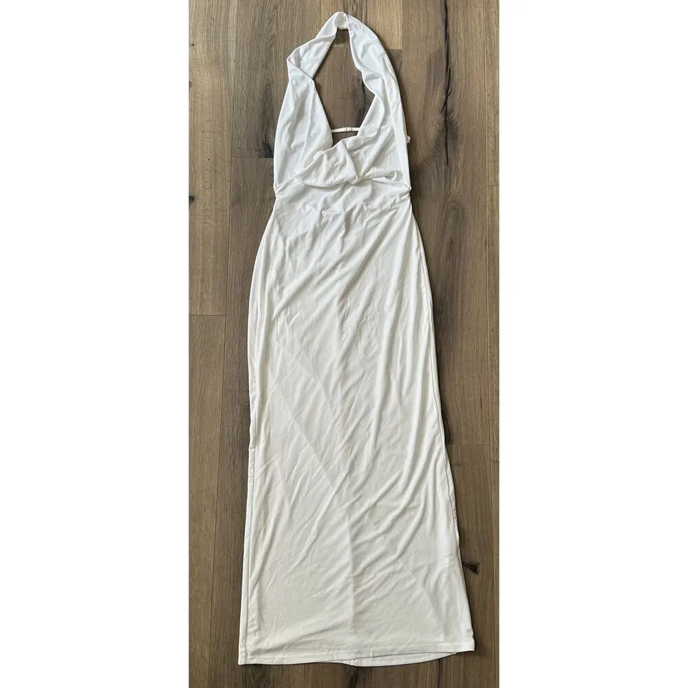 NEW Zara Long Draped Halter Dress Cowl Neckline White Size Small 8342/341 HTF - Image 7