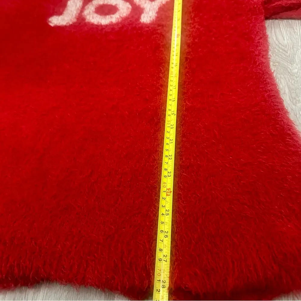 Womens Plus 3X Joy Red Fuzzy Crew Sweater Christmas Holiday Party Cozy Dopamine - Image 6