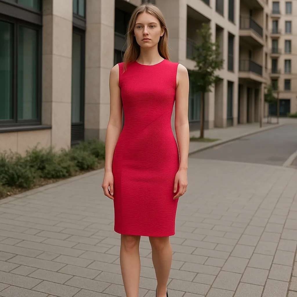 Taylor Women's Sleeveless Zip Up‎ Ribbed Midi Dress Fuschia Hot Pink Size 2 - Image 13