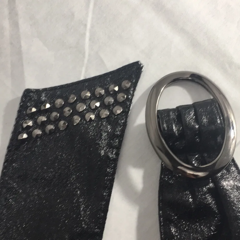 Faux Leather Belt with Studs Black, Silver, Pewter - Image 5