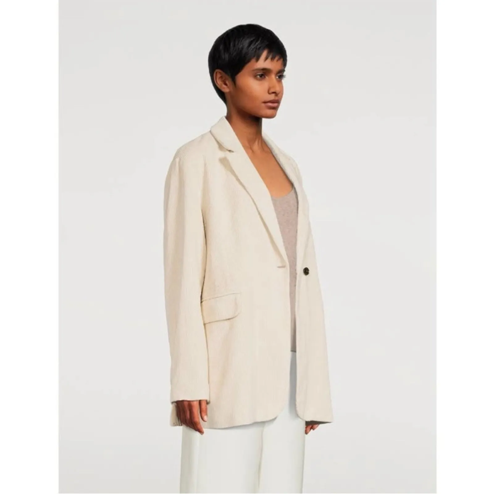 Birgitte Herskind Wilma Coffee Corduroy Front Button Oversized 42 Jacket NEW 10 White - Image 3