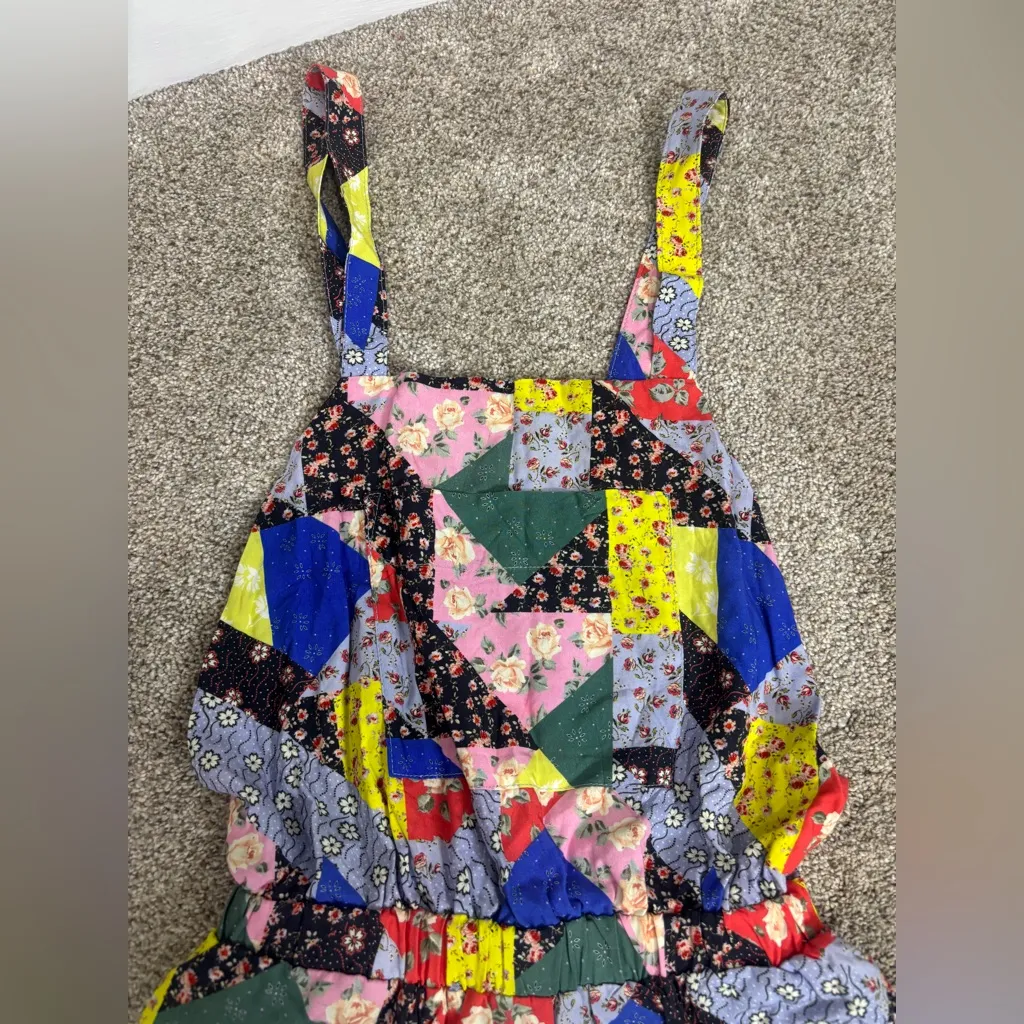 NEW! ANTHROPOLOGIE COREY LYNN CALTER FLORAL PATCHWORK SHORT OVERALLS Small - Image 15
