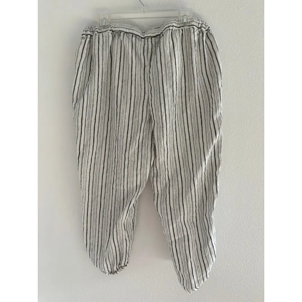 Coldwater Creek Pants Womens PL Cream Gray 100% Linen Boho Coastal Beachy Resort - Image 2