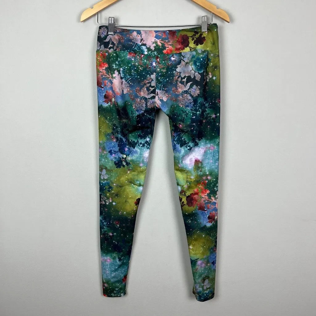 Onzie Leggings‎ Womens Medium Large Charlie Colorful Floral Nature Galaxy Print - Image 6