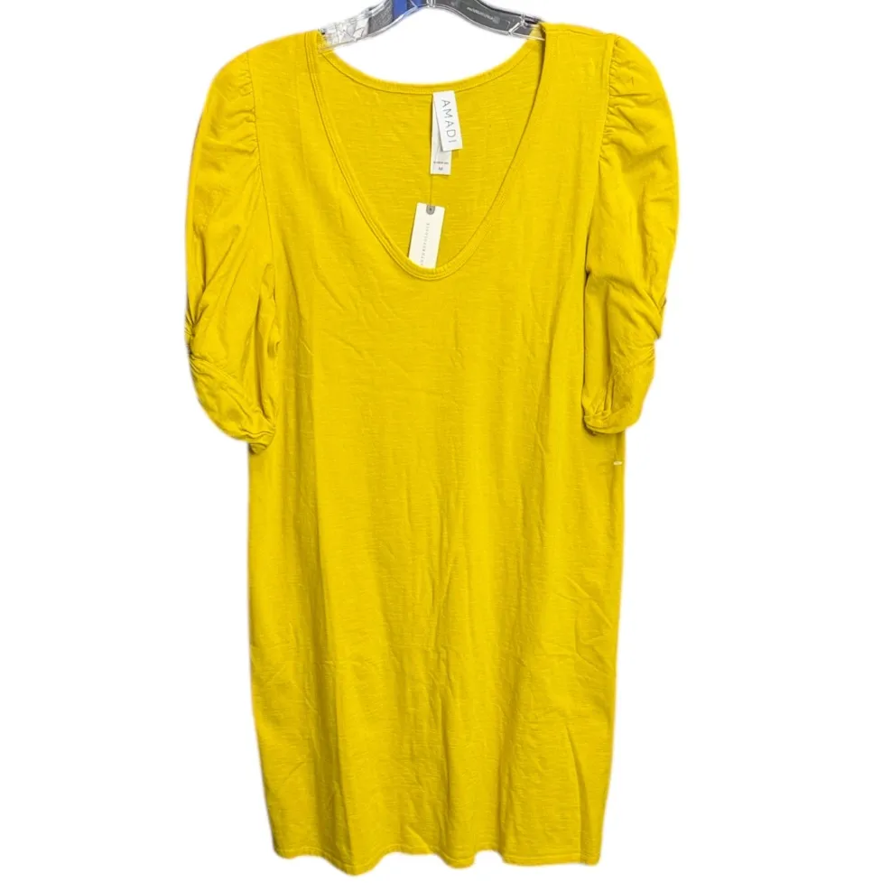 Anthropologie Amadi Twist Puff-Sleeve Mini Dress Yellow. Size M - Image 2
