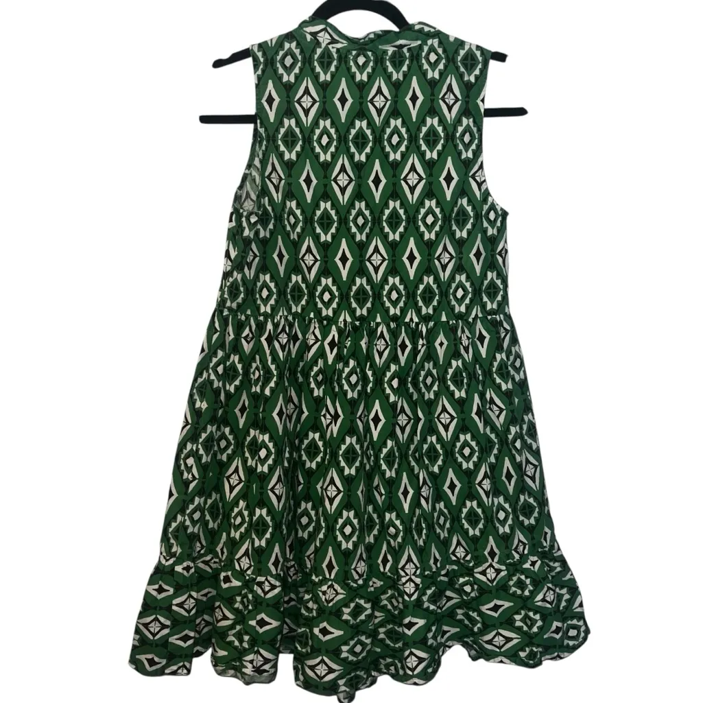 Japana NEW Casual Green Black White Diamond ALine Ruffle Sleeveless Dress Size M Size M - Image 3