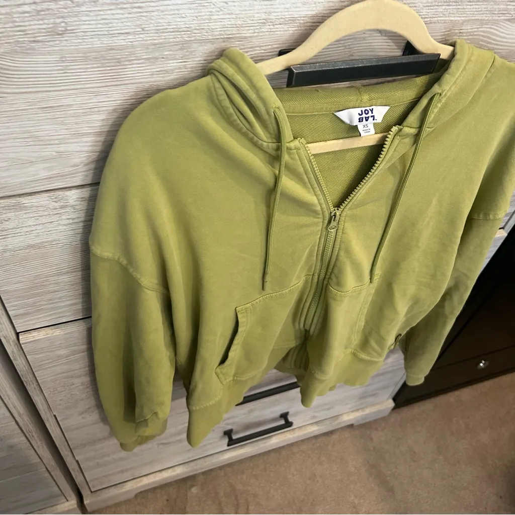 JoyLab Green Oversized Zip-Up Hoodie Size XS - Image 2