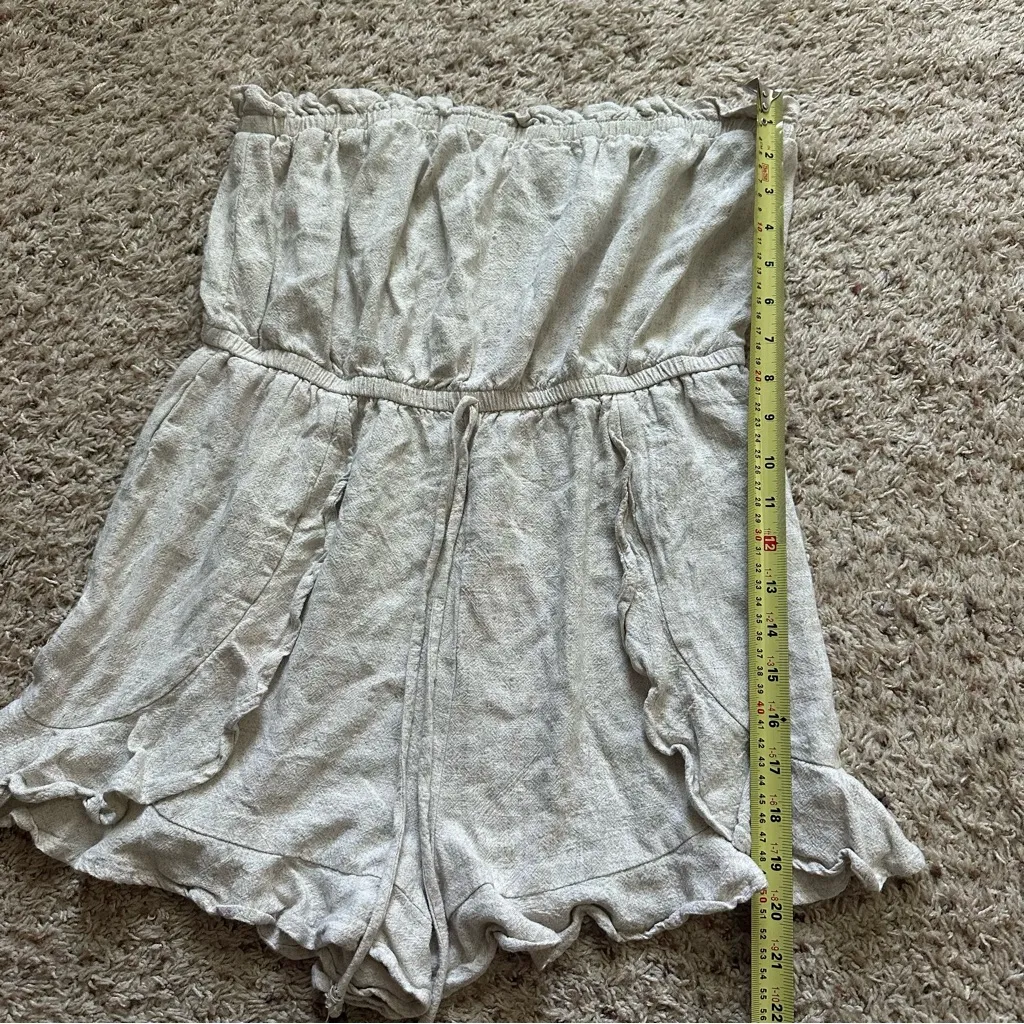 Allie Rose Women’s Size Large Cream Linen Blend Romper Oatmeal Color - Image 4