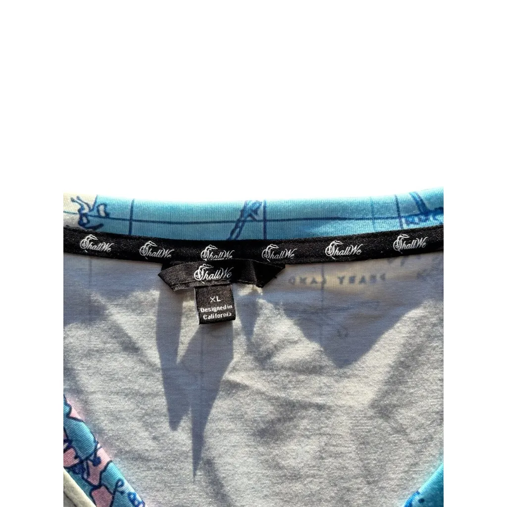 Shall We Women's Light Blue Geographic Map Top Size XL - Image 3