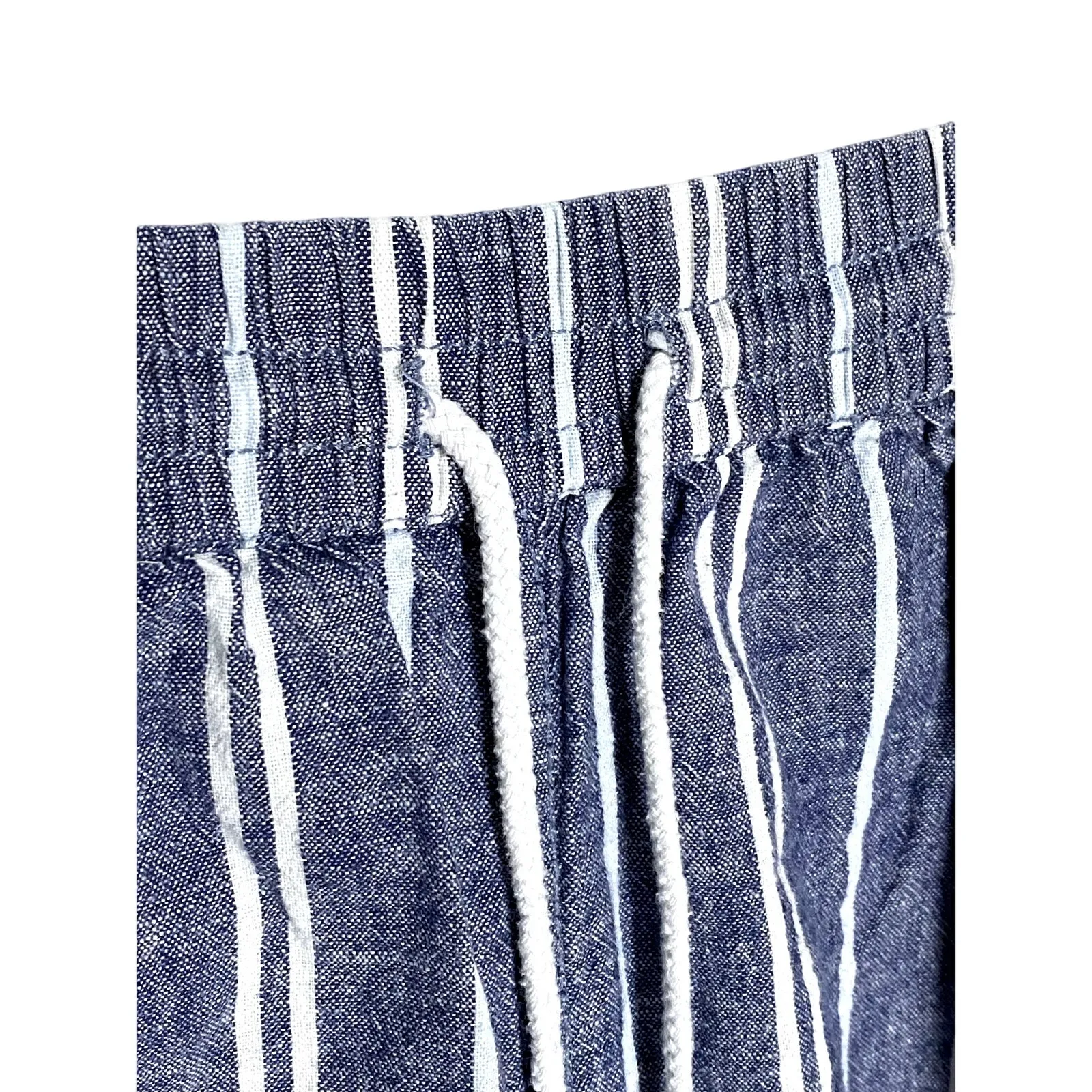 Beach Lunch Lounge Margot Cropped Drawstring Pants S Linen Striped Beach Summer - Image 4
