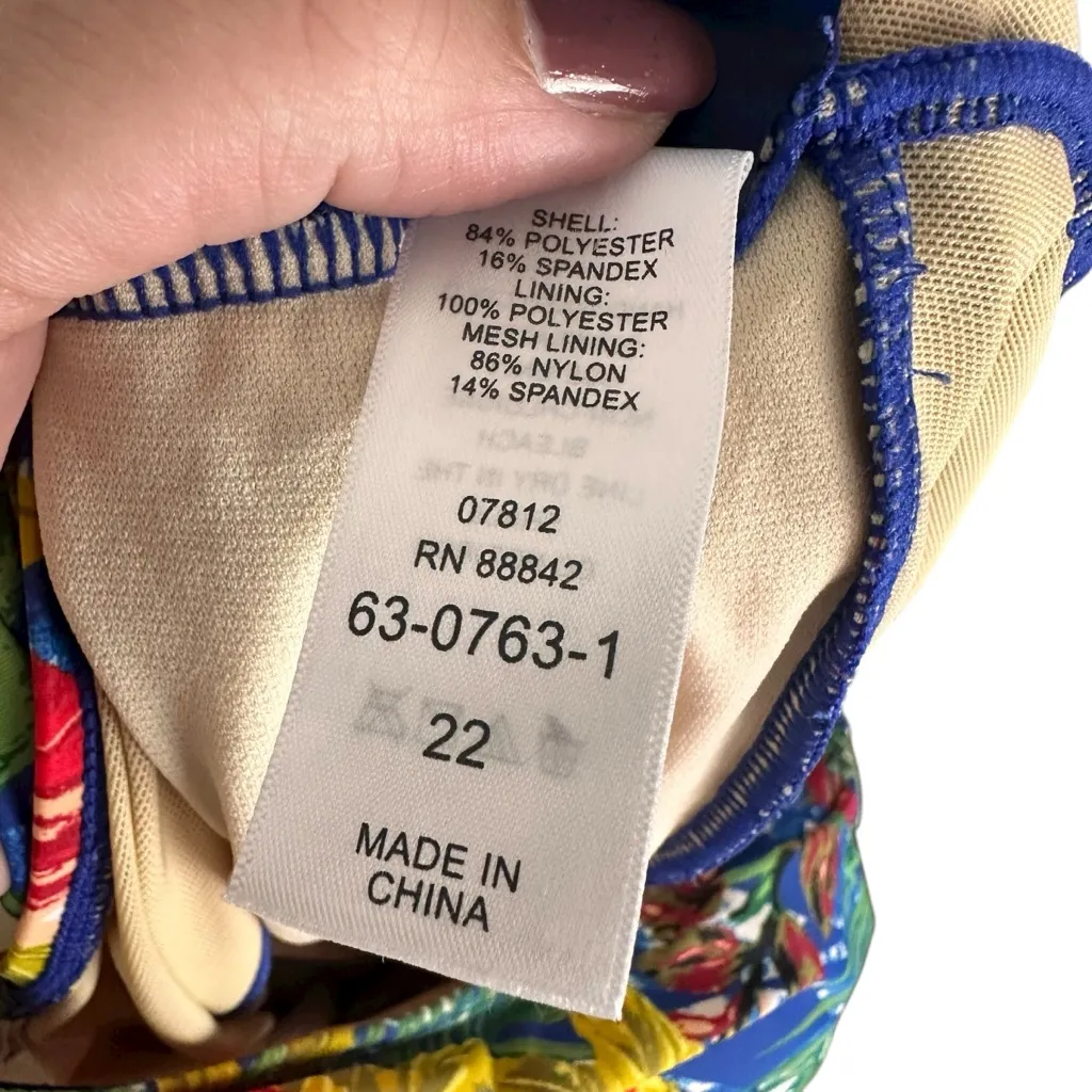 Swimsuits For All Tropical Tank Dress Plunge Swimsuit Size 22 Plus Vacation Red - Image 3