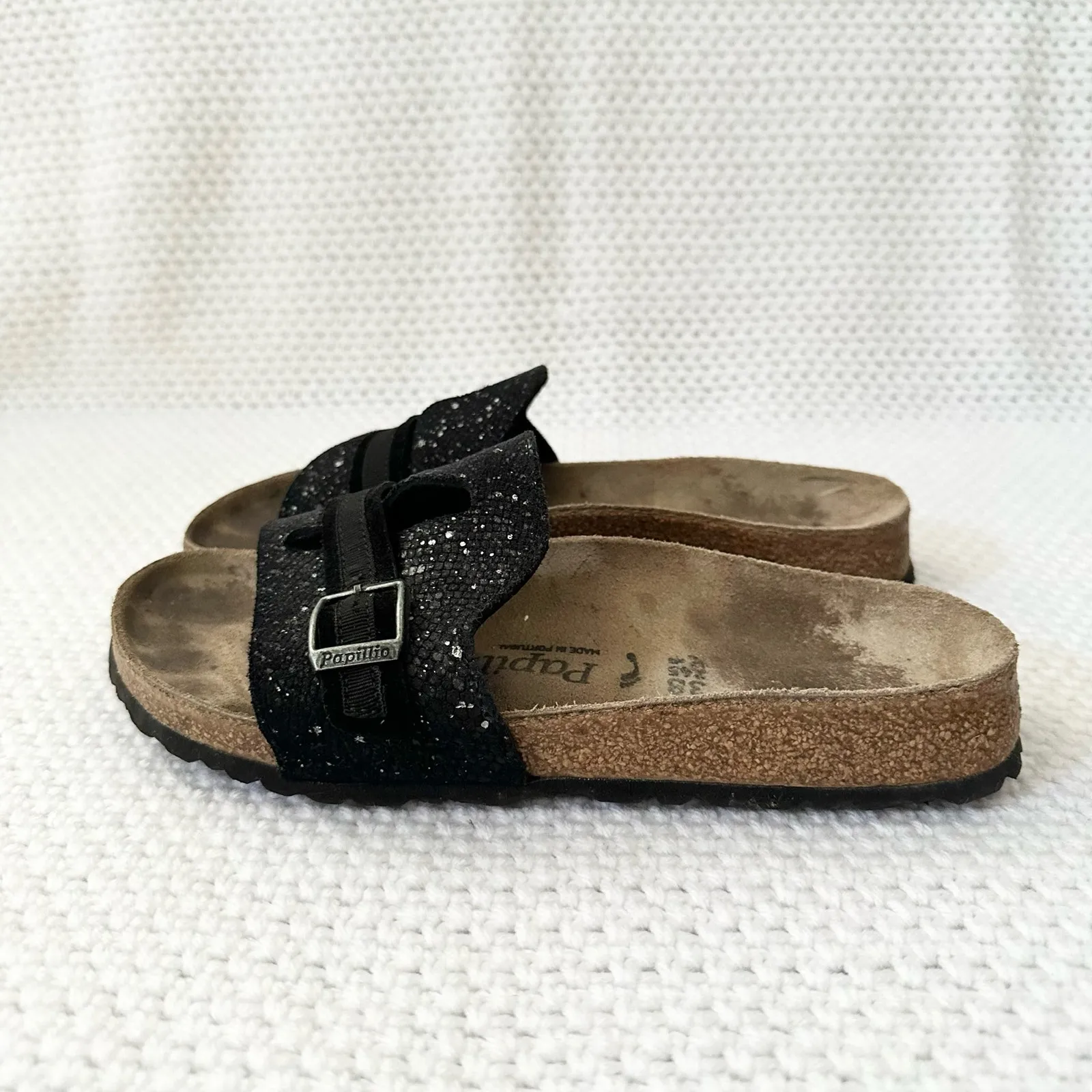 Birkenstock Papillo Carmen Black Silver Splash Speckled Slide Sandals 38 7 US - Image 7