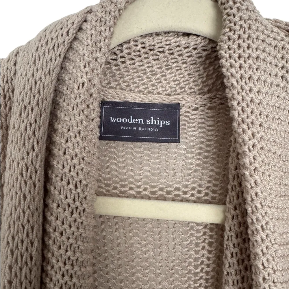 Wooden Ships drapey shawl cardigan in Cream/Tan Size M/L - Image 4