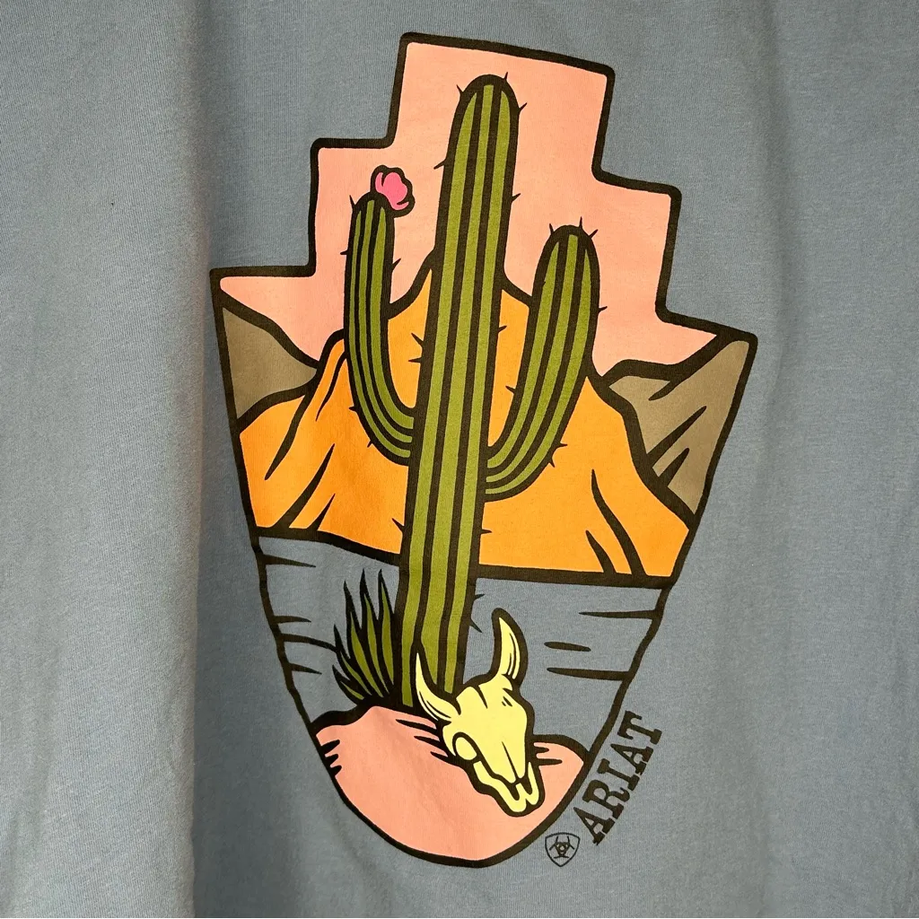 Ariat Ladies Desert Daze Copen Blue Western T-Shirt Jersey cotton cactus graphic - Image 6