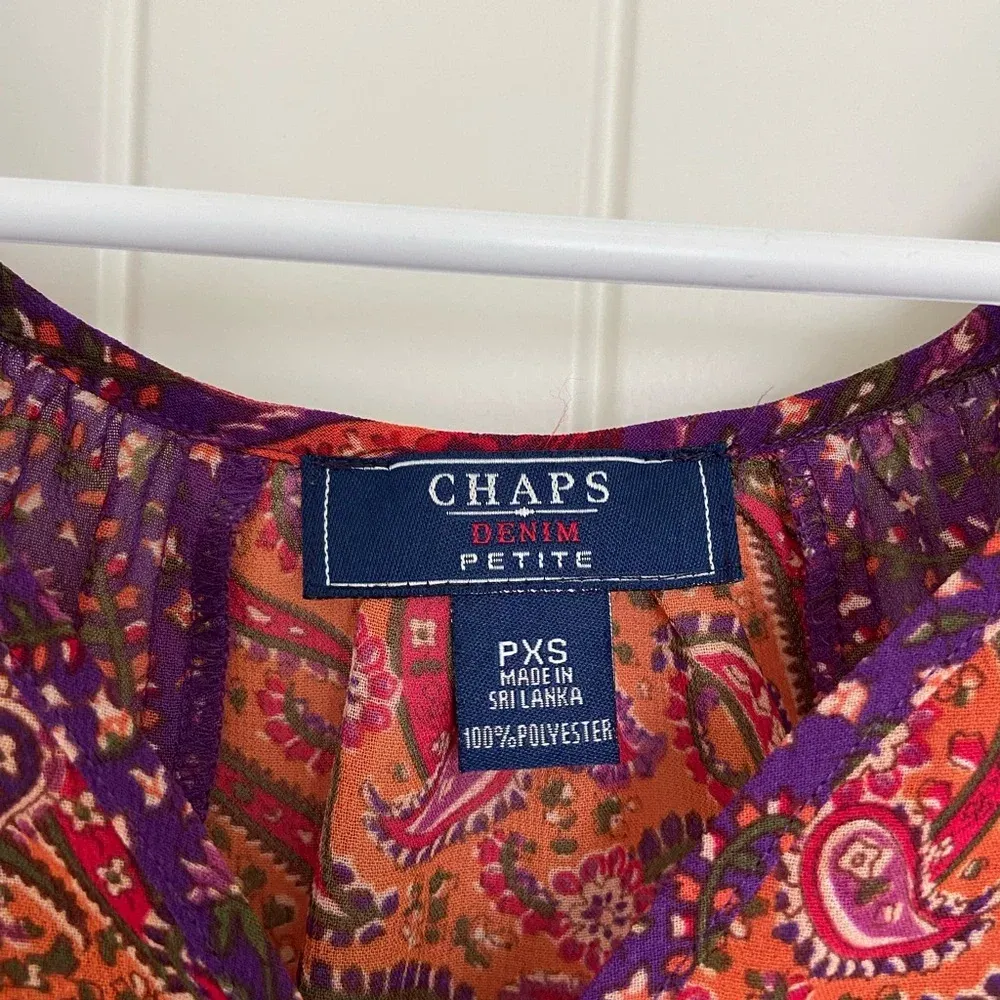 NWOT‎ | Chaps denim petite women’s patterned multicolored loose-fitting blouse - Image 4
