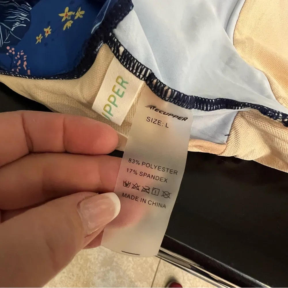 ECUPPER modest one piece swim dress size L with built in boy shorts bottom NWT Blue Size L - Image 4