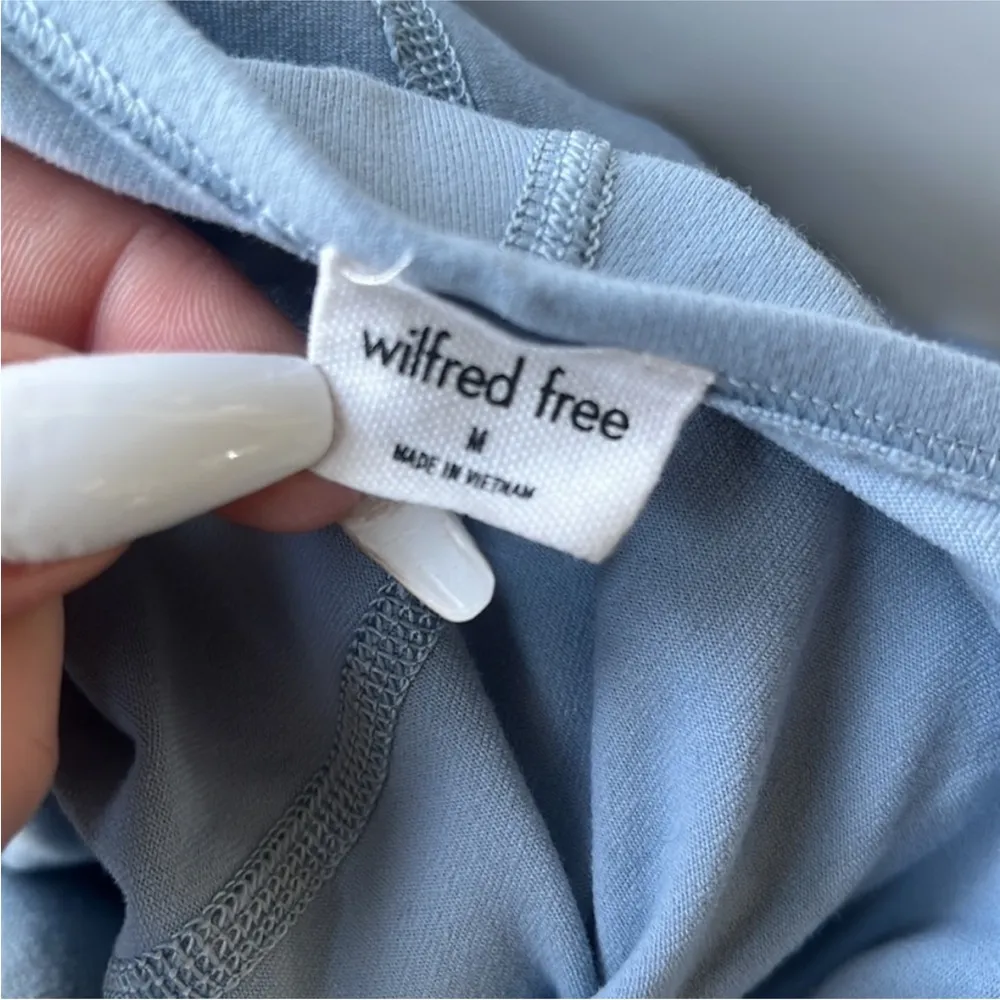 Wilfred Free Leila Jumpsuit Dune Blue Medium High Neck Open Back Yoga Onesie - Image 6