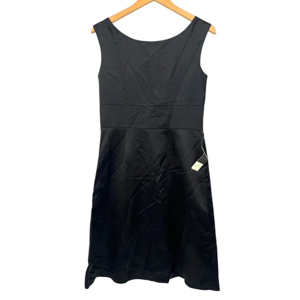 NWT Ann Taylor Loft | 6 Black Beaded Sheath Dress Satin Embellished Cocktail - Image 4